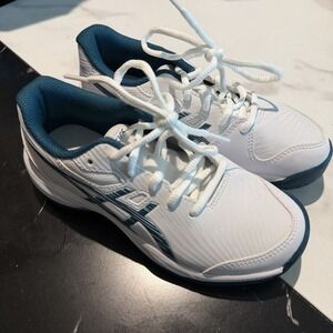 ASICS Kids Gel-Game 9 Grade School Tennis White Teal Blue Green Size US 1 Shoes